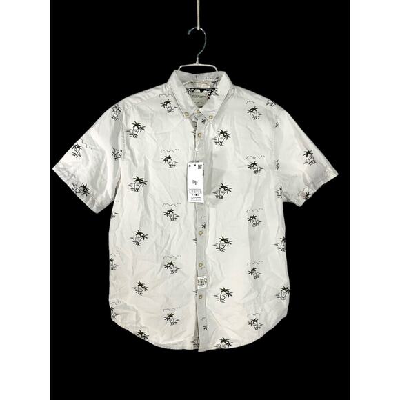 Denim & Flower Tropical Collection Palm Tree Button Down Shirt Large - Picture 5 of 12